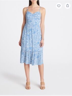 Blue Paisley Maxi Sundress with Spaghetti Straps